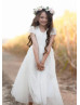 Lace Tulle Keyhole Back Ankle Length Flower Girl Dress